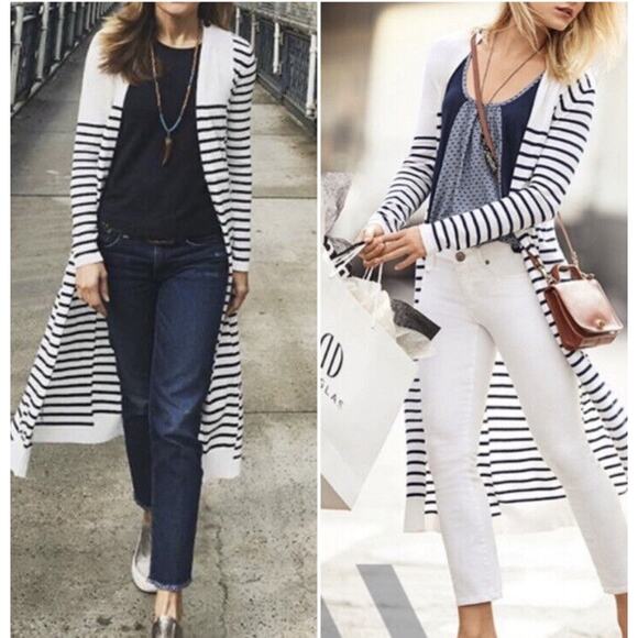 CAbi Womens Victory Striped Duster Cardigan #5141 Cotton Blend S - Picture 1 of 7